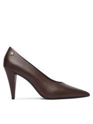 Tommy Hilfiger Czółenka Th Smooth Leather Pump FW0FW08960 Brązowy. Brązowe czółenka damskie Tommy Hilfiger, bez wzorów, ze skóry, bez obcasa, bez zapięcia. Za 569.99 zł.