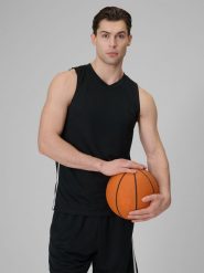 4F Koszulka do koszykówki loose szybkoschnąca uniseks - czarna M. Czarne t-shirty męskie 4f, m, bez wzorów, z materiału, sportowe, bez kołnierzyka. Za 119.99 zł.