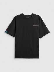 4F T-shirt loose z nadrukiem męski - czarny XL. Czarne t-shirty męskie 4f, m, bez wzorów, z bawełny, biznesowe, bez kołnierzyka. Za 89.99 zł.