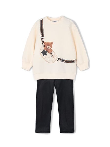 Mayoral Komplet bluza i legginsy 4727 Beżowy Regular Fit. Brązowe bluzy dla dziewczynek Mayoral, bez wzorów, z syntetyku. Za 149.99 zł.