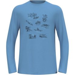 Koszulka z długim rękawem męska ODLO Merino 200 Tourist T-Shirt. Niebieskie bluzki z długim rękawem męskie Odlo, l, bez wzorów, z materiału, eleganckie, bez kołnierzyka. Za 399.99 zł.