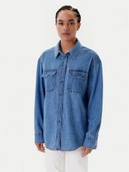 Tommy Jeans Koszula jeansowa DW0DW21073 Niebieski Relaxed Fit. Niebieskie bluzki damskie Tommy Jeans, s, bez wzorów, z bawełny, bez kołnierzyka, bez ramiączek. Za 239.99 zł.
