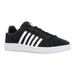 Buty sportowe K-Swiss Court Tiebreak SDE sneakersy zamszowe tenisówki czarne. Czarne trampki męskie K-SWISS, bez wzorów, z materiału, sportowe, bez zapięcia. Za 310.95 zł.