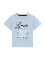 Guess T-Shirt N6GI00 K8HM4 Błękitny Regular Fit. Niebieskie t-shirty dla chłopców Guess, z aplikacjami, z bawełny, bez ramiączek. Za 89.99 zł.