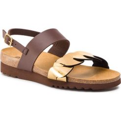 Sandały SCHOLL - Jada Sandal F2743 1336 390 Brown/Gold. Brązowe klapki damskie Scholl, bez wzorów, z materiału, bez obcasa, bez zapięcia. W wyprzedaży za 209.00 zł.