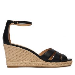 Espadryle LAUREN RALPH LAUREN. Czarne sandały damskie Lauren Ralph Lauren, bez wzorów, bez obcasa, bez zapięcia. Za 769.99 zł.