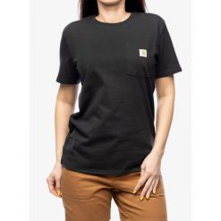 Koszulka bawełniana damska Carhartt Workwear Pocket S/S T-Shirt. Czarne koszulki sportowe damskie Carhartt, s, bez wzorów, z bawełny, bez kołnierzyka, bez ramiączek. Za 100.99 zł.