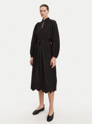 Munthe Sukienka koszulowa Fonxo 251130425130 Czarny Loose Fit. Czarne sukienki damskie Munthe, bez wzorów, z bawełny, bez kołnierzyka, bez ramiączek, koszulowe. Za 739.99 zł.