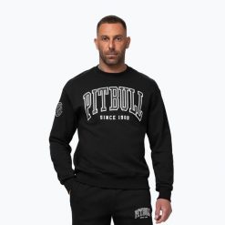 Bluza męska Pitbull Badger Crewneck. Czarne bluzy sportowe męskie PITBULL, m, bez wzorów, z bawełny, bez kaptura, na fitness i siłownię. Za 229.99 zł.
