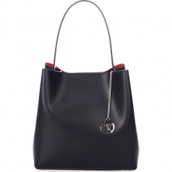 Skórzana torebka w kolorze czarnym - 28 x 28 x 14 cm. Czarne torby na ramię damskie Black Bags. W wyprzedaży za 324.95 zł.