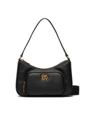DKNY Torebka Philo Tz Shoulder R423KE51 Czarny. Czarne torebki do ręki damskie DKNY, bez wzorów, ze skóry, bez dodatków. Za 829.99 zł.