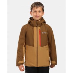 Chłopięca kurtka narciarska Kilpi DENVER-JB. Brązowe buty zimowe chłopięce Kilpi, bez wzorów, bez zapięcia. Za 473.69 zł.
