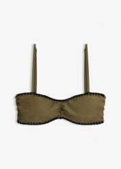 Biustonosz bikini bandeau z haftem. Zielone bikini damskie bonprix, bez wzorów. Za 64.99 zł.