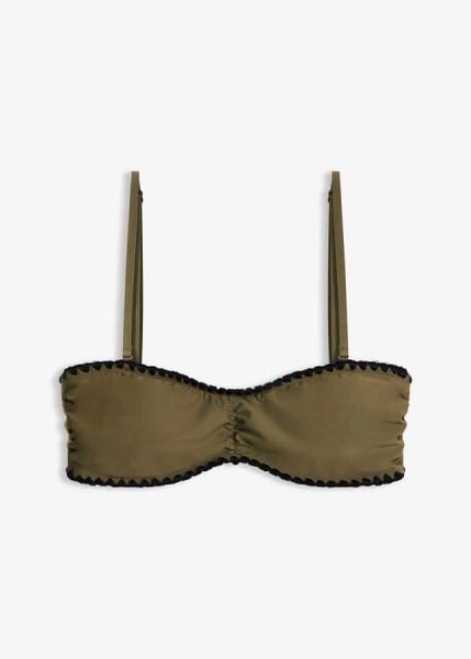 Biustonosz bikini bandeau z haftem. Białe bikini damskie bonprix, bez wzorów. Za 69.99 zł.