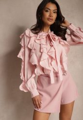 Jasnoróżowe Spódnico-Szorty High Waist z Paskiem i Klamrą Nonithra. Czerwone szorty damskie Renee, l, bez wzorów, eleganckie, z podwyższonym stanem. Za 49.99 zł.