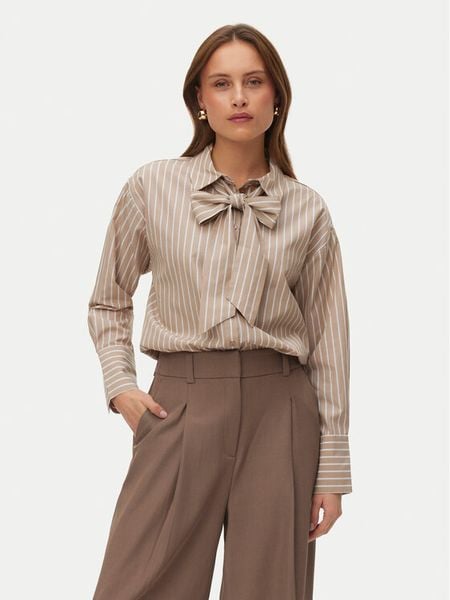 Vero Moda Koszula Islunn 10342449 Beżowy Regular Fit. Brązowe bluzki damskie Vero Moda, l, bez wzorów, z bawełny, bez kołnierzyka, bez ramiączek. Za 179.99 zł.