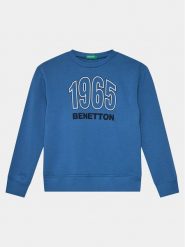 United Colors Of Benetton Bluza 3J68C10H1 Niebieski Regular Fit. Niebieskie bluzy dla chłopców United Colors Of Benetton, bez wzorów, z bawełny, bez ramiączek, bez kaptura. Za 69.99 zł.