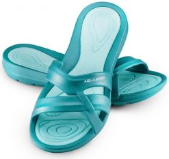 Klapki basenowe damskie PANAMA. Zielone klapki damskie Aqua-Speed, bez wzorów, z materiału, bez obcasa. Za 63.90 zł.