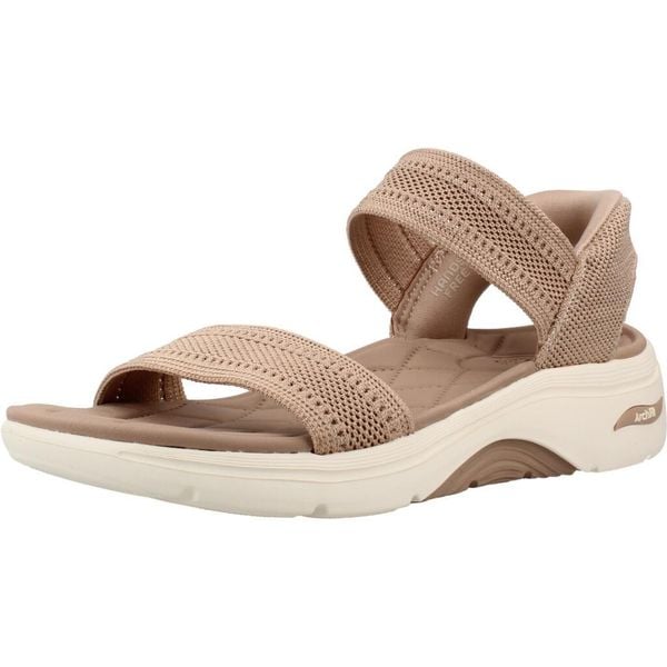 Sandały SKECHERS 140844S Beżowy. Brązowe sandały damskie Skechers, bez wzorów, z tkaniny, bez obcasa, bez zapięcia. Za 339.99 zł.