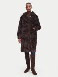 Rinascimento Futro CFC0127148003 Brązowy ciemny Oversize. Brązowe płaszcze damskie Rinascimento, l, bez wzorów, z futra, bez kaptura. Za 924.99 zł.
