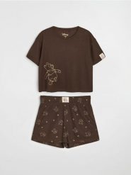 Piżama dwuczęściowa Winnie the Pooh - brązowy. Brązowe piżamy damskie Sinsay, l, bez wzorów, bez ramiączek. Za 49.99 zł.