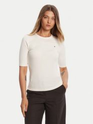 Tommy Hilfiger Bluzka WW0WW47308 Écru Slim Fit. Bluzki damskie Tommy Hilfiger, l, bez wzorów, z wiskozy, bez kołnierzyka, bez ramiączek. Za 159.99 zł.