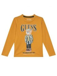 Guess Bluzka N5BI04 I3Z14 Żółty Regular Fit. Żółte t-shirty dla chłopców Guess, z aplikacjami, z bawełny, bez ramiączek. Za 89.99 zł.