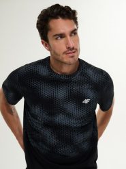 4F T-shirt regular z nadrukiem męski - czarny XXL. Czarne t-shirty męskie 4f, m, bez wzorów, z bawełny, klasyczne, bez kołnierzyka. Za 89.99 zł.