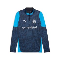 Treningowa góra 1/4 zip OM 2025/26. Niebieskie koszulki sportowe męskie Puma, l, bez wzorów, bez kołnierzyka, bez ramiączek, do piłki nożnej. Za 277.00 zł.