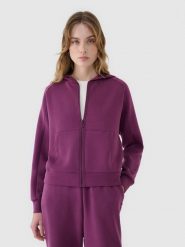 4F Bluza dresowa rozpinana z modalem damska - fioletowa XS. Fioletowe bluzy damskie 4f, xs, bez wzorów, z dresówki, z kapturem. W wyprzedaży za 139.99 zł.
