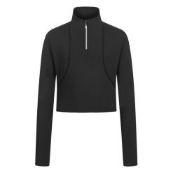 Techniczna koszulka z długim rękawem dla dziewczynek ELT Alina. Czarne bluzki dla dziewczynek ELT, bez wzorów, bez kołnierzyka, bez ramiączek. Za 226.00 zł.