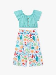 Mayoral Komplet top i spodnie 3597 Kolorowy Regular Fit. Spodnie materiałowe dla dziewczynek Mayoral, bez wzorów, z bawełny. Za 129.99 zł.