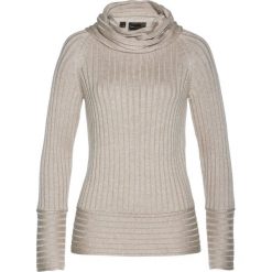 Sweter z golfem z kaszmirem bonprix beżowy melanż. Swetry damskie marki bonprix. Za 69.99 zł.