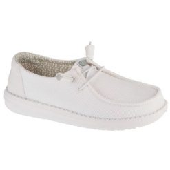Buty Hey Dude Wendy Stretch Sox 41878-100 białe. Białe półbuty damskie bez wzorów, z gumy, bez obcasa, bez zapięcia. Za 358.71 zł.