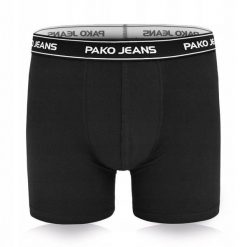 Bawełniane, Klasyczne Bokserki Męskie - Pako Jeans - Czarne. Czarne bokserki męskie Pako Jeans, l, bez wzorów, z bawełny. Za 33.00 zł.