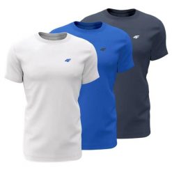 T-shirt męski (ZESTAW KOSZULEK 3 SZT.) 4F 4FWSS26TTSHM4479. T-shirty męskie 4f, m, bez wzorów, z bawełny, biznesowe, bez kołnierzyka. Za 159.99 zł.
