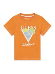 Guess T-Shirt N6GI10 K8HM4 Pomarańczowy Regular Fit. Brązowe t-shirty dla chłopców Guess, z aplikacjami, z bawełny, bez ramiączek. Za 84.99 zł.