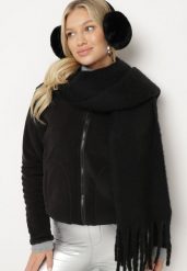 Czarna Welurowa Bluza na Suwak Asiyana. Czarne bluzy damskie Born2be, l, z aplikacjami, z weluru, bez kaptura. Za 49.99 zł.