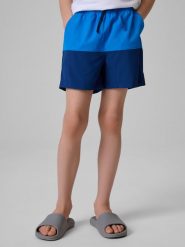 Spodenki plażowe boardshorty chłopięce 4F 4FJWSS26UBDSM203. Czerwone szorty dla chłopców 4f, na lato, bez wzorów, z elastanu, wakacyjne. Za 79.99 zł.