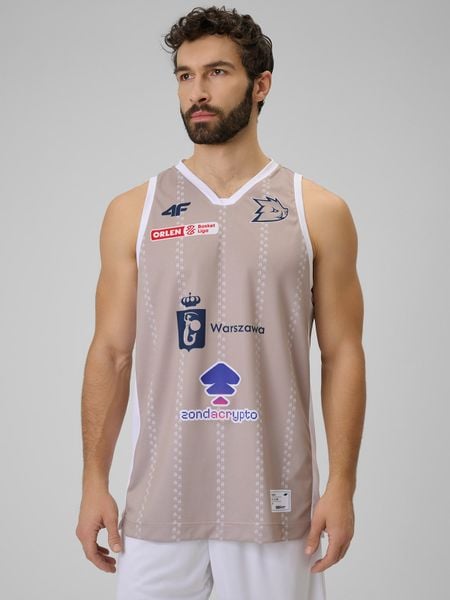 4F Koszulka meczowa replika domowa z sezonu 2025/26 męska 4F x Dziki Warszawa - beżowa M. Brązowe t-shirty męskie 4f, m, bez wzorów, z materiału, bez kołnierzyka. Za 219.99 zł.