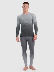 4F Bielizna termoaktywna bezszwowa z wełną merino (dół) męska - szara S/M. Szara bielizna termoaktywna męska 4f, m, ze skóry. Za 199.99 zł.