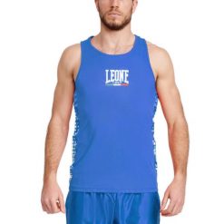 Bokserski tank top Leone canottiera. Niebieskie t-shirty męskie LEONE 1947, l, bez wzorów, z materiału, bez kołnierzyka. Za 145.50 zł.