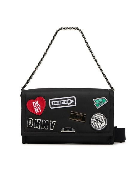 DKNY Torebka R523EL08 Czarny. Czarne listonoszki damskie DKNY, bez wzorów, z materiału, bez dodatków. Za 439.99 zł.