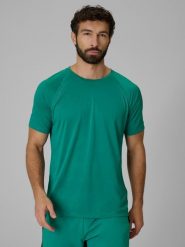 4F Koszulka do biegania szybkoschnąca męska - zielona S. Zielone koszulki sportowe męskie 4f, l, bez wzorów, z dzianiny, bez kołnierzyka. Za 129.99 zł.