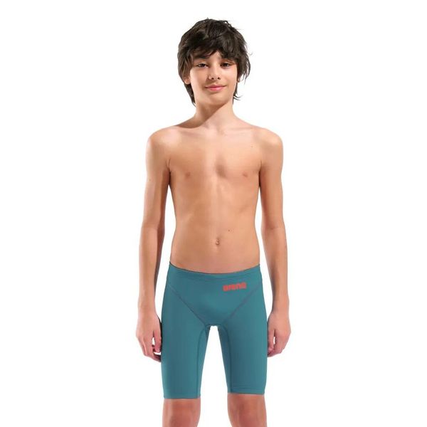 Spodenki startowe pływackie Arena Powerskin IMPULSO Jammer Junior. Zielone kąpielówki dla chłopców Arena, bez wzorów. Za 399.99 zł.