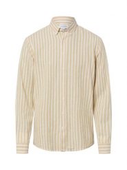 Lindbergh koszula casual z zawartością lnu Mężczyźni Regular Fit Bawełna beżowy|biały, XL. Białe koszule męskie Lindbergh, m, bez wzorów, z bawełny, casualowe, bez kołnierzyka, bez ramiączek. Za 229.95 zł.