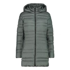Długa kurtka puchowa z kapturem damska CMP Snaps. Zielone kurtki damskie CMP, bez wzorów, z puchu, z kapturem. W wyprzedaży za 534.50 zł.