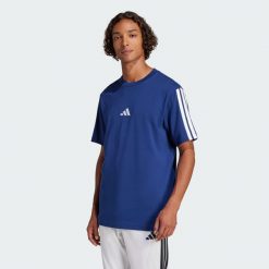 Koszulka Essentials 3-Stripes Single. Białe buty sportowe męskie Adidas, s, bez wzorów, z bawełny, bez kołnierzyka, bez ramiączek, na fitness i siłownię. W wyprzedaży za 89.25 zł.