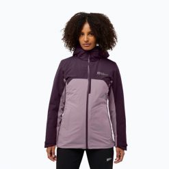 Kurtka 3w1 damska Jack Wolfskin Hunberg. Fioletowe kurtki sportowe damskie Jack Wolfskin, bez wzorów, bez kaptura, trekkingowe. Za 1,129.00 zł.