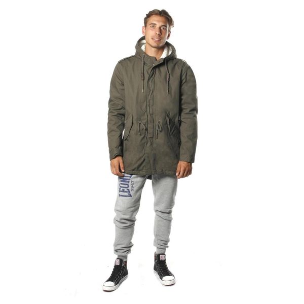 Męska parka Leone 1947 Apparel. Zielone parki męskie LEONE 1947 APPAREL, l, bez wzorów, z tkaniny, sportowe, bez kaptura. Za 273.61 zł.